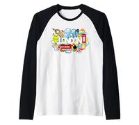 Cool London Doodles Graphic Animes, London Graffiti Colors Maglia con Maniche Raglan