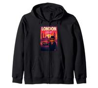 Cool London Teddy Bear Gangster Vibes with Classic Car Felpa con Cappuccio