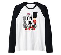 Cool London UK Guard Illustration Cartoon Graphic Designs Maglia con Maniche Raglan