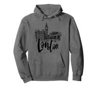 Cool London UK Novelty Graphic Tees, London Sketch Drawing Felpa con Cappuccio