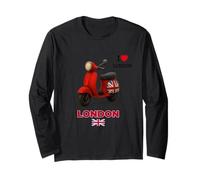 Cool London UK Scooter Illustration Novelty Graphic Designs Maglia a Manica
