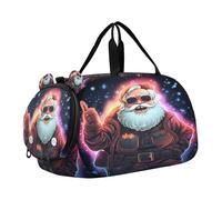 Cool Luce Al Neon Natale Santa Borsa Sportiva da Nuoto e Palestra con Scomparto per Scarpe Borsa da Viaggio per Il Fine Settimana Borsone per Ragazzi