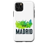 Cool Madrid Spain Splash Water Color Skyline Graphic Design Custodia per iPhone 11 Pro