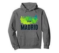 Cool Madrid Spain Splash Water Color Skyline Graphic Design Felpa con Cappuccio