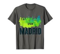 Cool Madrid Spain Splash Water Color Skyline Graphic Design Maglietta