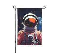 Cool Man in Outer Space Galaxy Bandiere per esterni 30,5 x 45,7 cm Stampa su entrambi i lati Bandiera da giardino Bandiere per esterni Bandiera per vacanze Bandiera con occhielli Bandiera da cortile