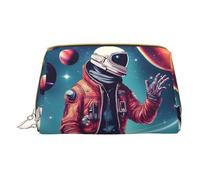 Cool Man in Outer Space Galaxy Leather Hand Held Zipper Makeup Bag Storage Bag Portable Lipstick Pouch Toiletry Bag, bianco, Taglia unica