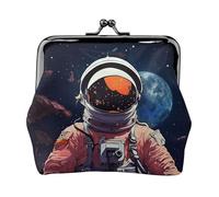 Cool Man In Outer Space Galaxy Piccolo portamonete per le donne, Kiss-Lock Portafoglio in pelle carino portamonete mini portamonete portamonete portamonete cambio borsa portachiavi