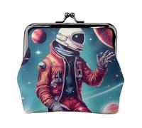 Cool Man in Outer Space Galaxy Stampato Microfibra PU Leather Wallet Kiss Lock Mini Pouch per Rossetto Key Change Organizzazione