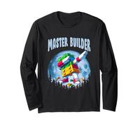 Cool Master Builder Dabbing On Moon Blocks Bricks Builder Maglia a Manica