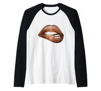 Cool Melanin Girl Lips Graphic Tees, Black Girls Magic Style Maglia con Maniche Raglan