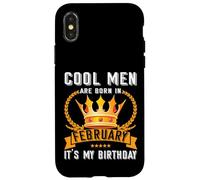 Cool Men Are Born In Febbraio Divertente Febbraio Compleanno Uomo Ragazzo Papà Custodia per iPhone X/XS