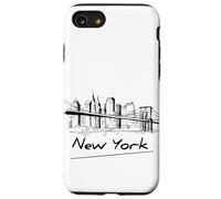 Cool Men's Women's Kids New York City Skyline Sketch Drawing Custodia per iPhone SE (2020) / 7/8