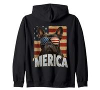 Cool 'Merica Bulldog francese bandiera americana 4 luglio Felpa con Cappuccio