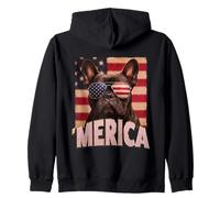Cool 'Merica Bulldog francese bandiera americana 4 luglio Felpa con Cappuccio