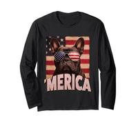 Cool 'Merica Bulldog francese bandiera americana 4 luglio Maglia a Manica