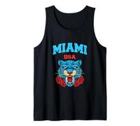 Cool Miami Beach with Floral Wild Tiger Illustration Graphic Canotta