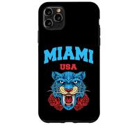 Cool Miami Beach with Floral Wild Tiger Illustration Graphic Custodia per iPhone 11 Pro Max