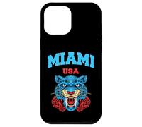 Cool Miami Beach with Floral Wild Tiger Illustration Graphic Custodia per iPhone 12 Pro Max