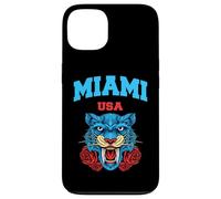 Cool Miami Beach with Floral Wild Tiger Illustration Graphic Custodia per iPhone 13