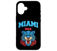 Cool Miami Beach with Floral Wild Tiger Illustration Graphic Custodia per iPhone 16