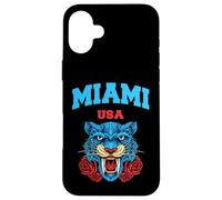 Cool Miami Beach with Floral Wild Tiger Illustration Graphic Custodia per iPhone 16 Plus