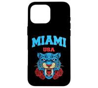 Cool Miami Beach with Floral Wild Tiger Illustration Graphic Custodia per iPhone 16 Pro Max