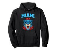 Cool Miami Beach with Floral Wild Tiger Illustration Graphic Felpa con Cappuccio