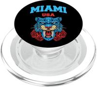 Cool Miami Beach with Floral Wild Tiger Illustration Graphic PopSockets PopGrip per MagSafe