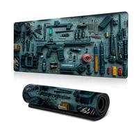 Cool Military Weapon Build Weapon Parts Display Large Gaming Mouse Pad, Computer desktop keyboard and mouse pad cushion (H,11.8 × 31.5 inches)