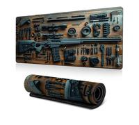 Cool Military Weapon Build Weapon Parts Display Large Gaming Mouse Pad, Desk Mat for Keyboard and Mousepad, Computer Office Supplies Accessories for Table Decors (E,11.8 * 31.5in Thick 2mm)