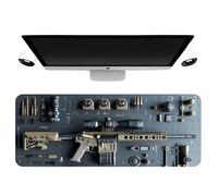 Cool Military Weapon Build Weapon Parts Display Large Gaming Mouse Pad, Military Weapon Parts Design XXL Gaming Mouse Pad, for Laptop & Desktop Use with Non-slip Rubber (4#,11.8 * 23.6 inches)