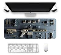 Cool Military Weapon Build Weapon Parts Display Large Gaming Mouse Pad, Non-Slip Long Extended Large Gaming Mouse Pad with Stitched Edges, Multi-size for Laptop & Desktop Use (#1,11.8 × 31.5 in)
