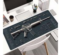 Cool Military Weapon Build Weapon Parts Display Large Gaming Mouse Pad, Non-Slip Long Extended Large Gaming Mouse Pad with Stitched Edges, Multi-size for Laptop & Desktop Use (#10,15.7 × 35.4 in)