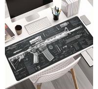 Cool Military Weapon Build Weapon Parts Display Large Gaming Mouse Pad, Non-Slip Long Extended Large Gaming Mouse Pad with Stitched Edges, Multi-size for Laptop & Desktop Use (#8,11.8 × 23.6 in)