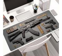 Cool Military Weapon Build Weapon Parts Display Large Gaming Mouse Pad, Non-Slip Long Extended Large Gaming Mouse Pad with Stitched Edges, Multi-size for Laptop & Desktop Use (#6,15.7 × 35.4 in)