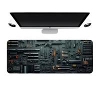 Cool Military Weapon Build Weapon Parts Display Large Gaming Mouse Pad, Printed Gun Parts Desk Mat, XXL Gaming Mouse Pad for Table Decor (Image C,11.8 × 31.5 inches)