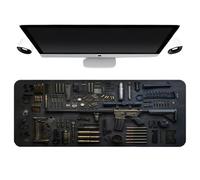 Cool Military Weapon Build Weapon Parts Display Large Gaming Mouse Pad, Printed Gun Parts Desk Mat, XXL Gaming Mouse Pad for Table Decor (Image A,11.8 × 23.6 inches)