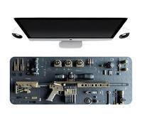Cool Military Weapon Build Weapon Parts Display Large Gaming Mouse Pad, Printed Gun Parts Desk Mat, XXL Gaming Mouse Pad for Table Decor (Image B,11.8 × 23.6 inches)
