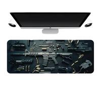 Cool Military Weapon Build Weapon Parts Display Large Gaming Mouse Pad, Printed Gun Parts Desk Mat, XXL Gaming Mouse Pad for Table Decor (Image D,11.8 × 23.6 inches)