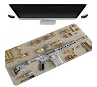 Cool Military Weapon Build Weapon Parts Display Large Gaming Mouse Pad, Printed Gun Parts Desk Mat, XXL Gaming Mouse Pad for Table Decor (Image F,15.7 × 35.4 inches)