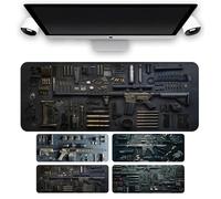 Cool Military Weapon Build Weapon Parts Display Large Gaming Mouse Pad,Stylish Desk Protector with Non-slip Rubber, with Stitched Edges (C,11.8 * 31.5inch)