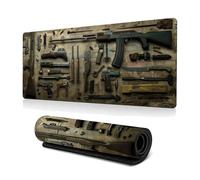 Cool Military Weapon Build Weapon Parts Display Large Gaming Mouse Pad, Stylish Desk Protector with Non-Slip Rubber, Computer Office Supplies Accessories for Table Decor (C#,11.81 * 23.62 inch)