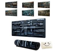 Cool Military Weapon Build Weapon Parts Display Large Gaming Mouse Pad,Stylish Desk Protector With Non-Slip Rubber,Computer Office Supplies Accessories For Table Decor (7,3MM*400 * 900)