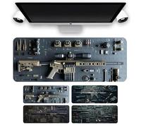 Cool Military Weapon Build Weapon Parts Display Large Gaming Mouse Pad,Stylish Desk Protector with Non-slip Rubber, with Stitched Edges (A,11.8 * 23.6inch)
