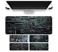 Cool Military Weapon Build Weapon Parts Display Large Gaming Mouse Pad,Stylish Desk Protector with Non-slip Rubber, with Stitched Edges (D,11.8 * 23.6inch)