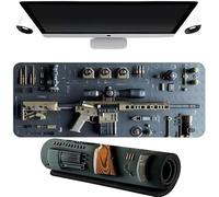Cool Military Weapon Build Weapon Parts Display Large Gaming Mouse Pad,Stylish Desk Protector with Non-slip Rubber,Computer Office Supplies Accessories for Table Decor