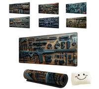 Cool Military Weapon Build Weapon Parts Display Large Gaming Mouse Pad,Stylish Desk Protector With Non-Slip Rubber,Computer Office Supplies Accessories For Table Decor (5,3MM*400 * 900)