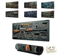 Cool Military Weapon Build Weapon Parts Display Large Gaming Mouse Pad,Stylish Desk Protector With Non-Slip Rubber,Computer Office Supplies Accessories For Table Decor (1,2MM*400 * 900)