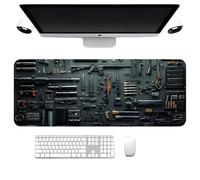 Cool Military Weapon Build Weapon Parts Display Large Gaming Mouse Pad, Stylish Desk Protector with Non-Slip Rubber, for Keyboard and Mousepad, Keyboard Mat (Style1,15.7x35.4inches)